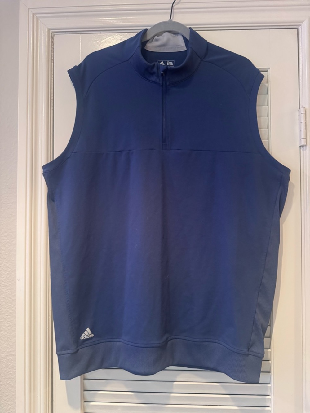 adidas Navy Blue Sleeveless Quarter-Zip Performance Vest